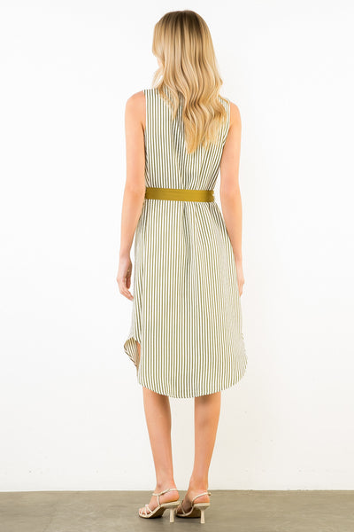 Sleeveless Striped Button Down Dress