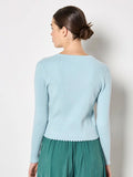 Ribbed Scallop Basic Cardigan