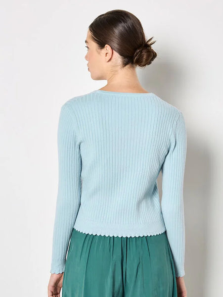 Ribbed Scallop Basic Cardigan