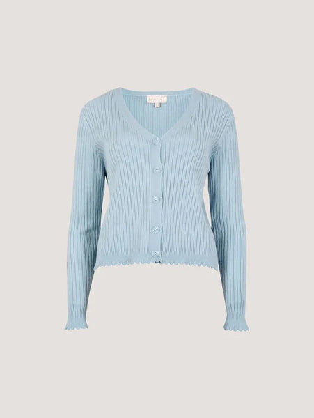 Ribbed Scallop Basic Cardigan