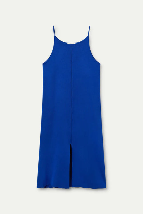 Blue Fine Knit Midi Dress