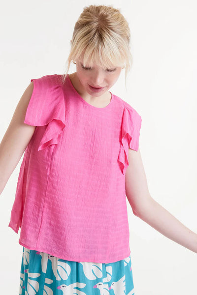 Pink Ruffle Sleeveless Top