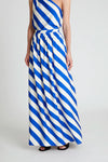 Long Skirt with Blue Stripe Print