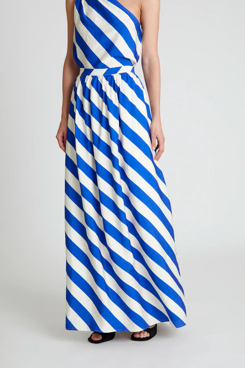 Long Skirt with Blue Stripe Print