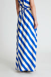 Long Skirt with Blue Stripe Print