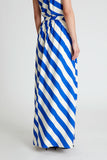 Long Skirt with Blue Stripe Print