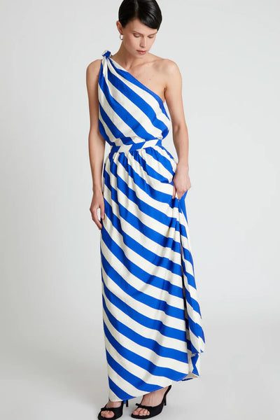 Long Skirt with Blue Stripe Print
