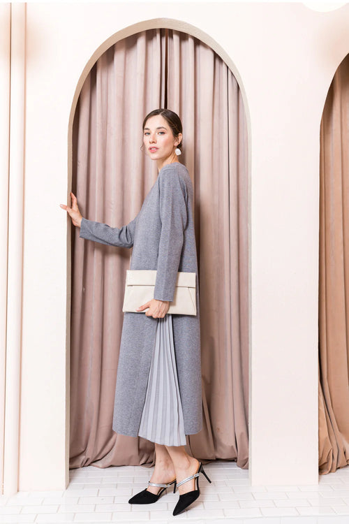 Sammy Knitted Dress with Pleated Chiffon