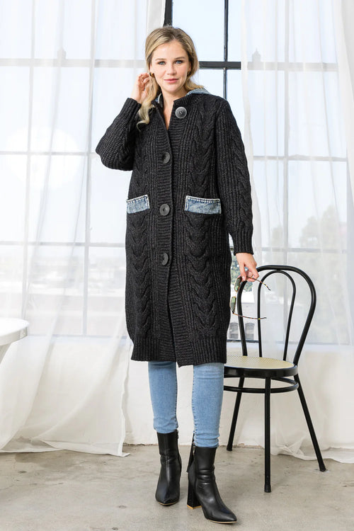 Seline Sweater Coat with Denim