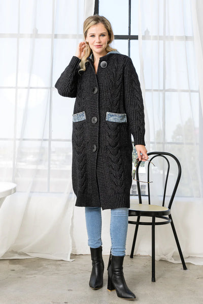 Seline Sweater Coat with Denim