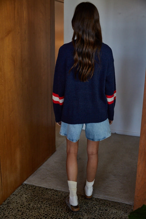 Knit Sweater Printed Number Graphic On Front