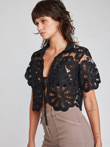 Emaline Open Tie Crop Shirt