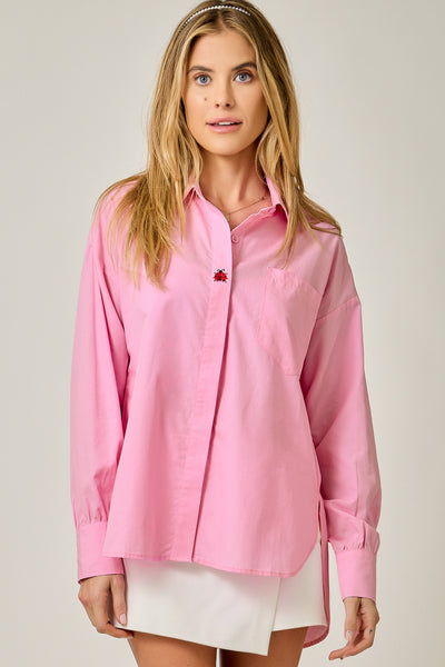 LADYBUG BUTTON DOWN SHIRT