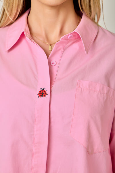 LADYBUG BUTTON DOWN SHIRT