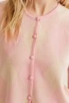 Pink Plaid Knit Vest
