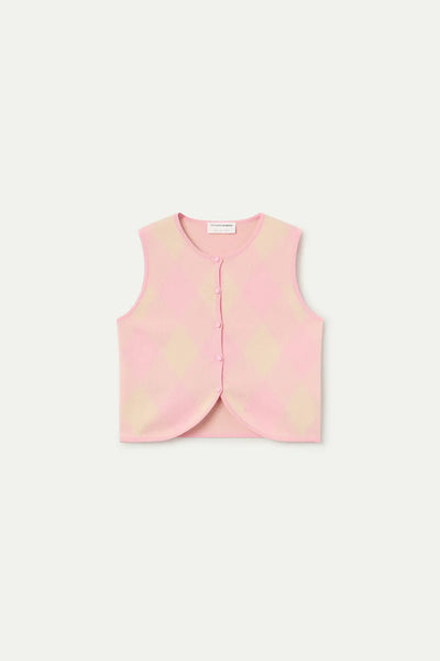 Pink Plaid Knit Vest