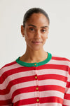 Soft Knit Cardigan With Pink and Red Stripes