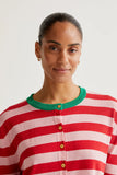 Soft Knit Cardigan With Pink and Red Stripes