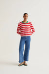 Soft Knit Cardigan With Pink and Red Stripes