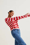 Soft Knit Cardigan With Pink and Red Stripes