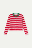 Soft Knit Cardigan With Pink and Red Stripes