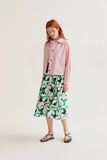 Hosta Print Midi Skirt