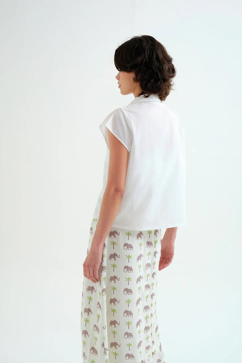 Elephant and Palm Tree Print Blouse