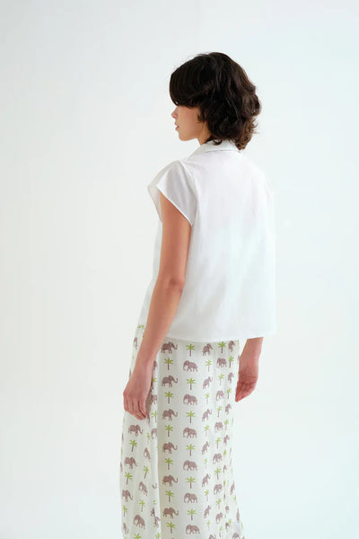 Elephant and Palm Tree Print Blouse