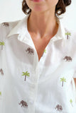 Elephant and Palm Tree Print Blouse