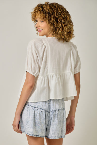 FLORAL EMBROIDERED PEPLUM BLOUSE