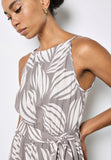 Oversized Shells High Neck Maxi Dress — Stone