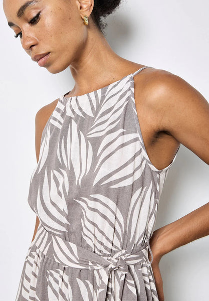 Oversized Shells High Neck Maxi Dress — Stone