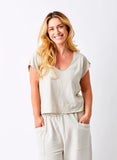 Bali V-Neck Tee With Raw Edge Detail