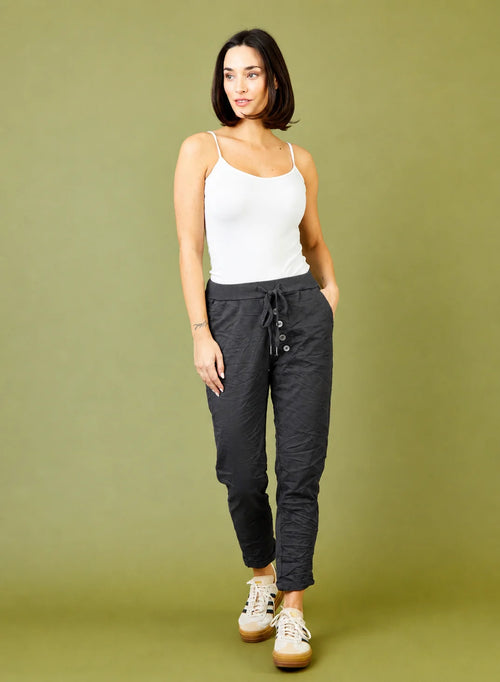 Becca Diagonal Button Joggers