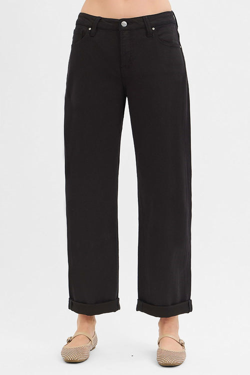 MID RISE ANKLE BARREL RELAXED BAGGY PANTS