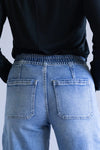 High Rise Wide Drawstring Barrel Jeans for Women