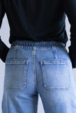 High Rise Wide Drawstring Barrel Jeans for Women