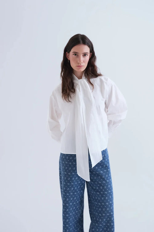 Bow White-Front Blouse