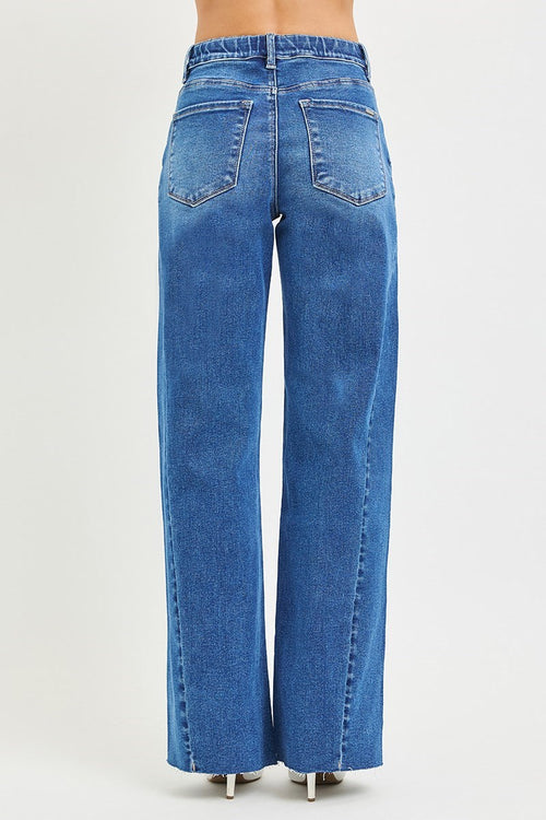 SLOUCHY BAGGY JEANS WITH WAISTBAND DRAWSTRING AND SIDE CONTRAST