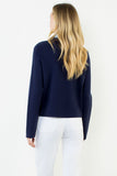 Ruffled Collar Cardigan With Silver Buttons