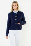 Ruffled Collar Cardigan With Silver Buttons