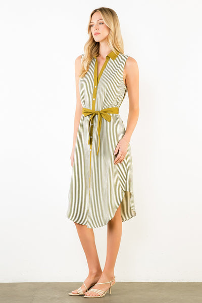 Sleeveless Striped Button Down Dress