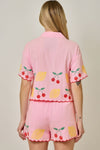 FRUIT EMBROIDERED BUTTON BLOUSE