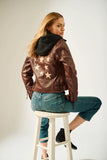 Christyn Star Detail with Hood RF Leather Jacket