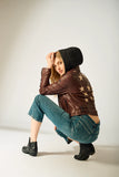 Christyn Star Detail with Hood RF Leather Jacket