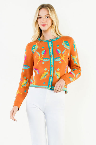 Colorful Long Sleeve Button Sweater