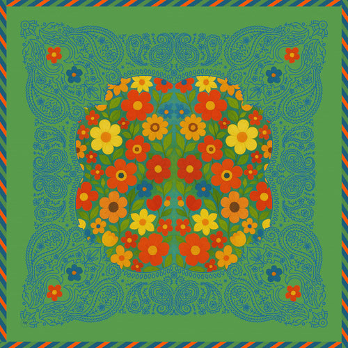 Posies Bandana & Scarf Ring (Green) & Scarf Ring
