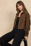 Vintage Brown Crop Suede Fringe Jacket