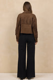 Vintage Brown Crop Suede Fringe Jacket