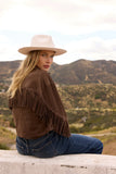 Vintage Brown Crop Suede Fringe Jacket